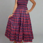 Nap Dress,Cottage core ,Hand Checkered bridesmaid Dress, Indian Tunics, Hand Printed Dress, Indian Cotton Long Gown,Indian Cotton Dress