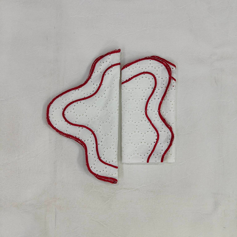 Table Linens Embroidered Napkins / double scalloped Napkin and cotton wave scallop cloth cocktail cloth,fathers day gift Set of 2
