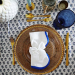 Plain White scallop piping linen dinner napkin Sets, Piping Napkins, Indian Napkins, Set of 4 Napkins,20x20 Inches Mothers day Gift