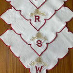 White Linen Napkins with Embroidered Motifs