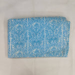 Light blue leaf Floral 100% Cotton Quilting Fabric by the yard, India Block Print Fabric, fabric for Duvet Covers, Curtains, Dresses