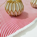 Christmas Round tartan red TREE skirt, printed Cranberry red & White Christmas Tree Skirt, striped tartan tree skirt