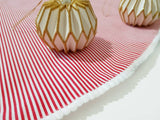 Christmas Round tartan red TREE skirt, printed Cranberry red & White Christmas Tree Skirt, striped tartan tree skirt