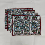 Rectangular quilted Mats Table Linens Christmas Napkins &Cotton Table quilted piped Placemats,Indian Floral Hand Block Printed Set