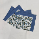 cloth napkins, personalized gifts , hand printed napkins, green tree flower, wedding napkins, piping Cotton dinner napkins