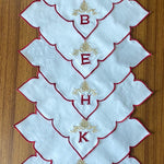 White Linen Napkins with Embroidered Motifs