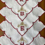 White Linen Napkins with Embroidered Motifs
