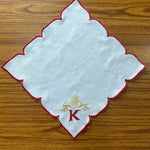 White Linen Napkins with Embroidered Motifs