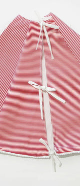 Christmas Round tartan red TREE skirt, printed Cranberry red & White Christmas Tree Skirt, striped tartan tree skirt