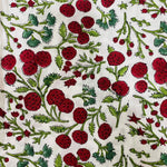 Garnet Red Cherry Print Hand-Block Printed Cotton Cloth