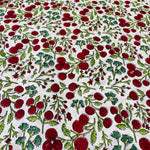 Garnet Red Cherry Print Hand-Block Printed Cotton Cloth