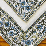 Blue and Green Indian Hand Block, Size 20x20" 100% Pure Cotton Cloth Border Napkins