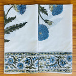 Blue and Green Indian Hand Block, Size 20x20" 100% Pure Cotton Cloth Border Napkins