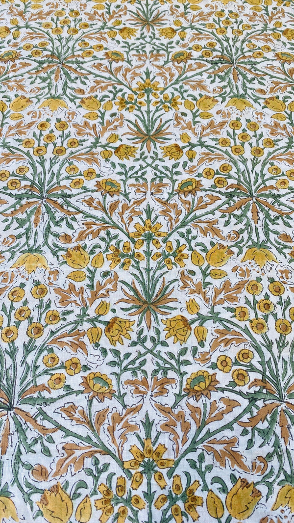 Goldenrod Yellow Hand-Block Printed Cotton Cloth