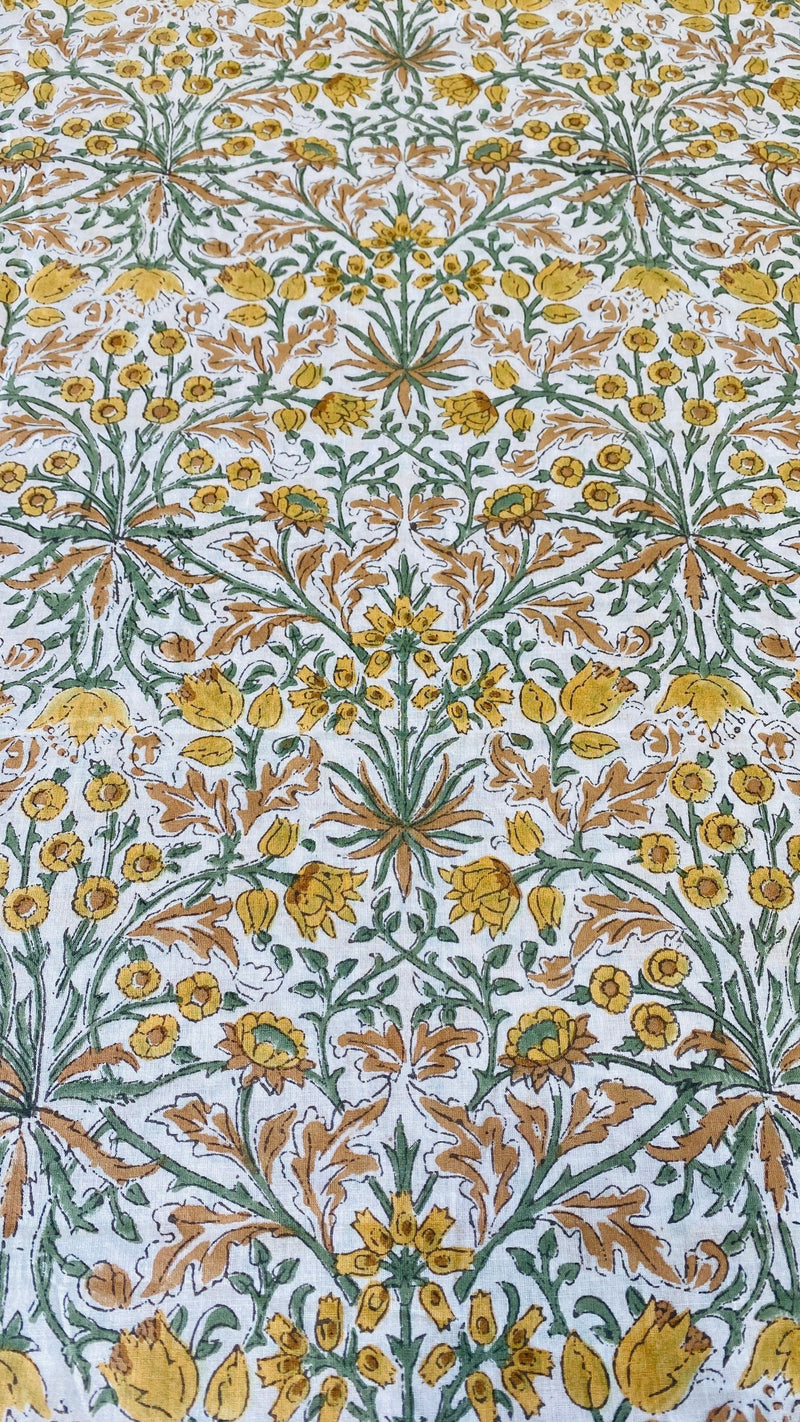 Goldenrod Yellow Hand-Block Printed Cotton Cloth
