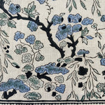 Spruce, Carolina and Powder Blue Indian Floral Hand Block Printed 100% Cotton Border Napkins, Size 20x20"