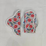 Floral Cotton Pink Piping wave scallop napkin, personalised gift ,Sustainable Cloth Cotton Napkins Set of 4, Print by Hand Block