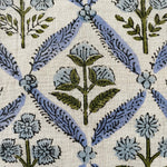 Light Steel Blue, Olive Green Indian Floral Hand Block Printed 100% Pure Cotton Border Napkins Size 20x20"