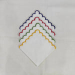 Linen Tea Towels, Natural Colour Pure Linen Napkins with Embroidery scallops, Wedding Events Party Picnic Gift 9x9"- Cocktail 18x18"- Dinner