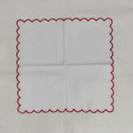 Linen Tea Towels, Natural Colour Pure Linen Napkins with Embroidery scallops, Wedding Events Party Picnic Gift 9x9"- Cocktail 18x18"- Dinner