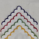 Linen Tea Towels, Natural Colour Pure Linen Napkins with Embroidery scallops, Wedding Events Party Picnic Gift 9x9"- Cocktail 18x18"- Dinner