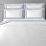 500 Thread Count White Cotton Percale Hotel Stitch Duvet Cover Set in Double Straight Piping 1 Duvet Cover 2 Pillow Sham Cover