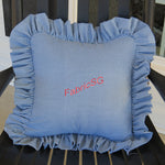 Blue gingham check ruffled Pillow Cover/Cotton Pillow Cover/Gingham check Ruffled Pillow Cover/ without pillow insert