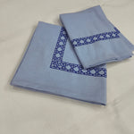 Light blue Cotton cloth scallop napkins with embroidered trim for table decor 20''x20'' size set of 4