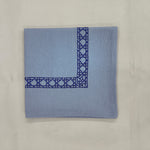 Light blue Cotton cloth scallop napkins with embroidered trim for table decor 20''x20'' size set of 4