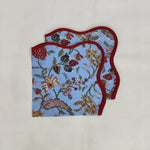 Indian Block Print, indian cotton napkins, hand printed napkins, cocktail napkins, table cloth napkins, floral housewarming gift