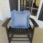 Blue gingham check ruffled Pillow Cover/Cotton Pillow Cover/Gingham check Ruffled Pillow Cover/ without pillow insert