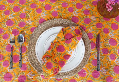 Hand Block Floral Printed Cotton Table Cover, Sage and Russian Green, Peanut Brown Round Tablecloth, Indian Wedding Party Home Decor Events