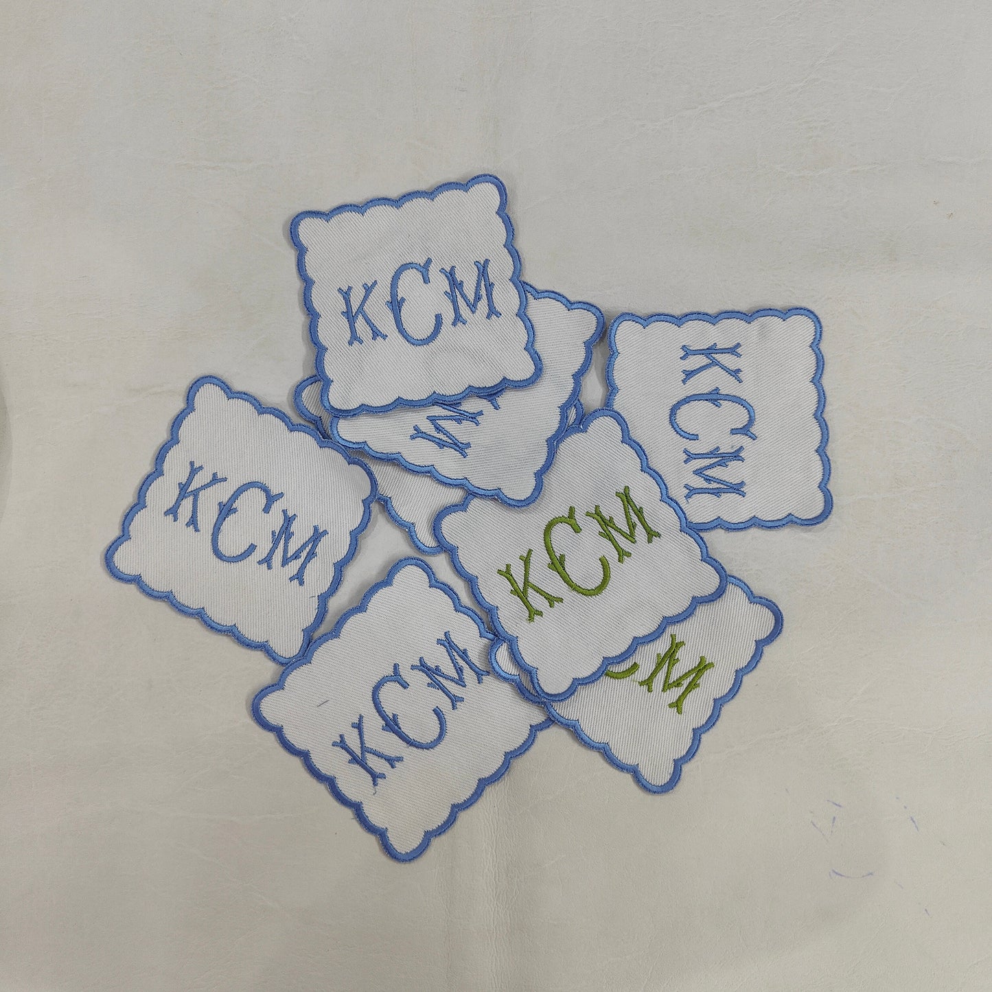 Embroidered linen white fabric coaster easy care,machine washable rustic kitchen decor dining coaster set