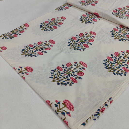 Light Blue, Olive Green Indian Hand Block Floral Printed Pure Cotton Cloth Round Tablecloth, Christmas Farmhouse Wedding Party Outdoor