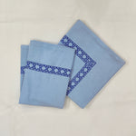 Light blue Cotton cloth scallop napkins with embroidered trim for table decor 20''x20'' size set of 4