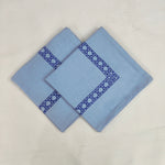 Light blue Cotton cloth scallop napkins with embroidered trim for table decor 20''x20'' size set of 4