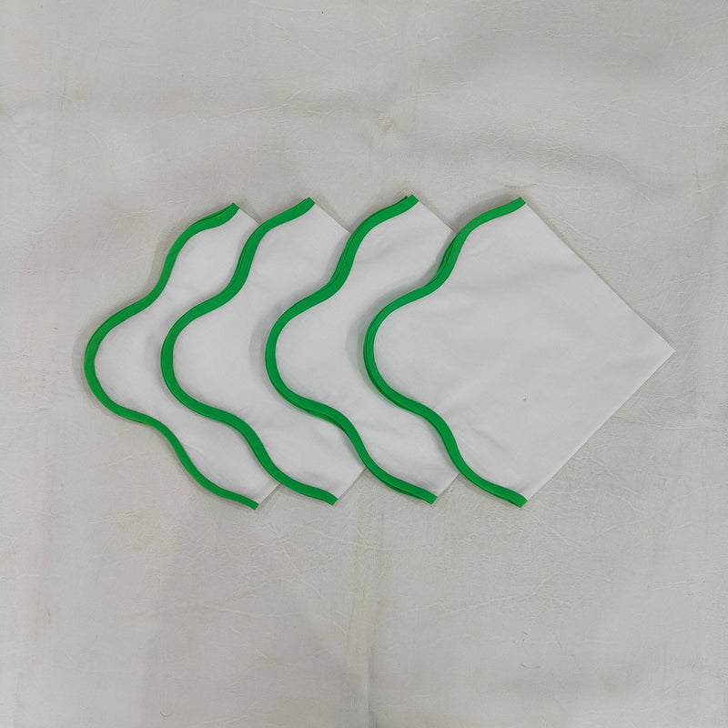 White Cotton scalloped Napkins, Fabric piping Napkins, India piping Cocktail Napkins, 20"x20"- Dinner Table napkins Home Decor, Christmas Gi
