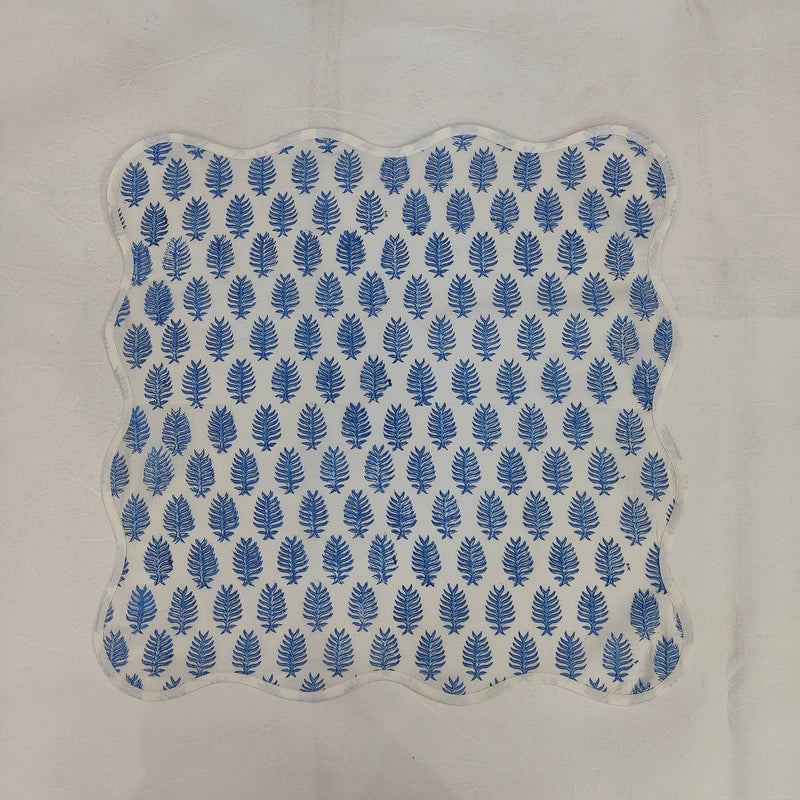 Leaf printed dinner piping napkins, indian cotton scallop napkins, hand printed napkins, cocktail napkins, table cloth napkins, bulk cotton
