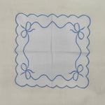 Classic Placemats Red Embroidered Edges for table decor , Bow table linen, White Napkins