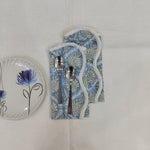 Blue Wave scallop cloth napkin,gift for him, Piping Napkins,Indian Napkins, Set of 4