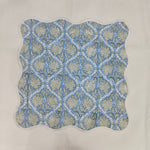 Blue Wave scallop cloth napkin,gift for him, Piping Napkins,Indian Napkins, Set of 4