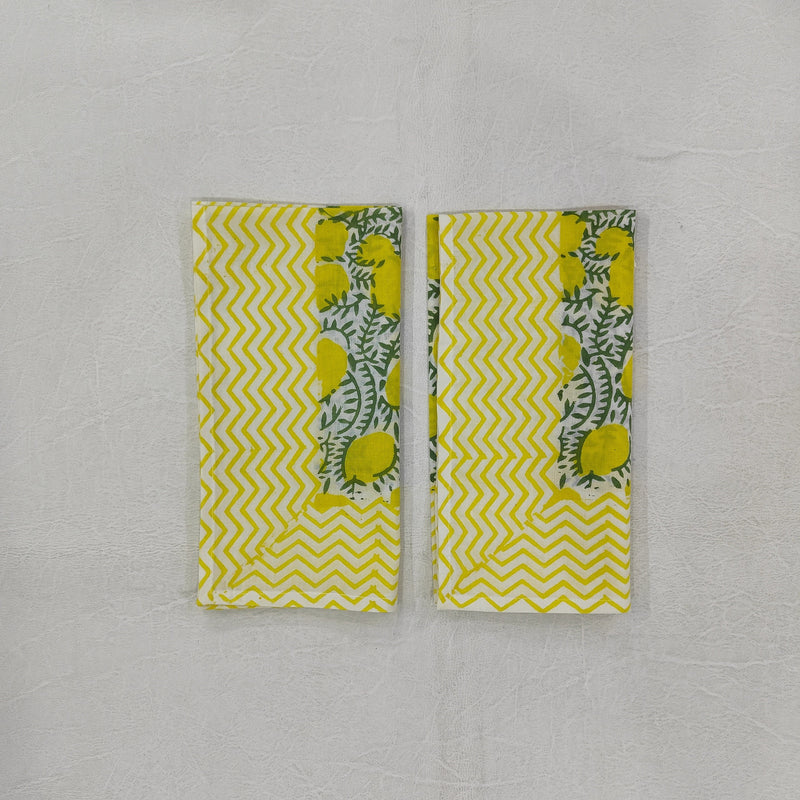 Lemon Napkins, Block Print, Set of 4