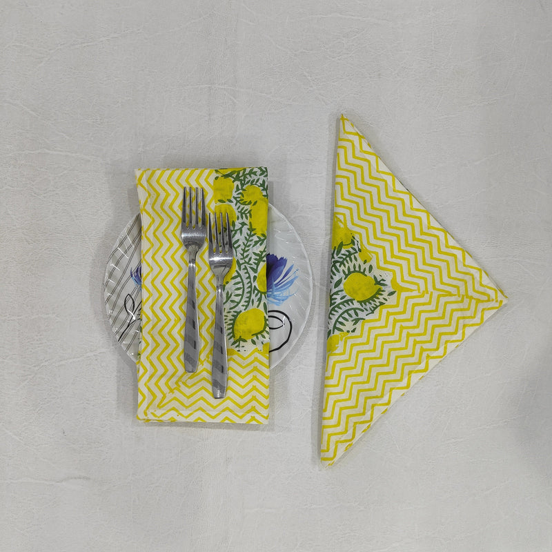 Lemon Napkins, Block Print, Set of 4