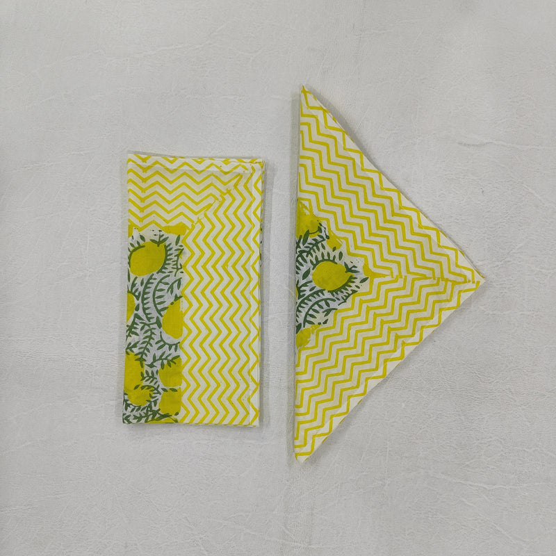 Lemon Napkins, Block Print, Set of 4