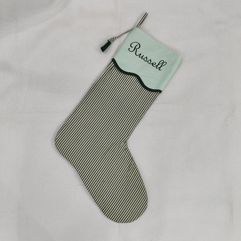 Monogram charges for Christmas Scalloped Stocking