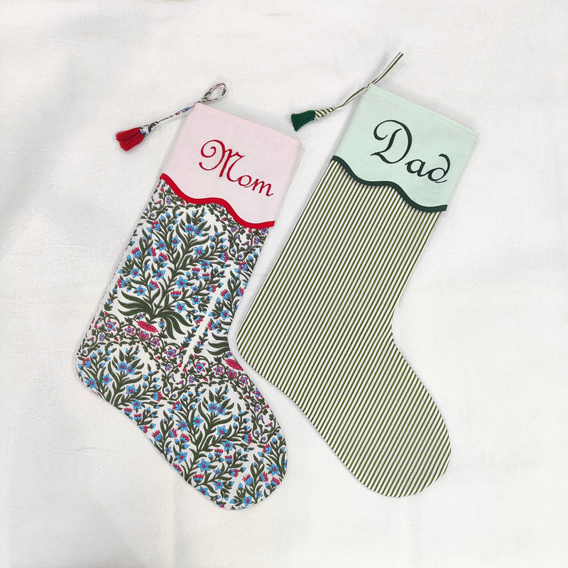 Monogram charges for Christmas Scalloped Stocking