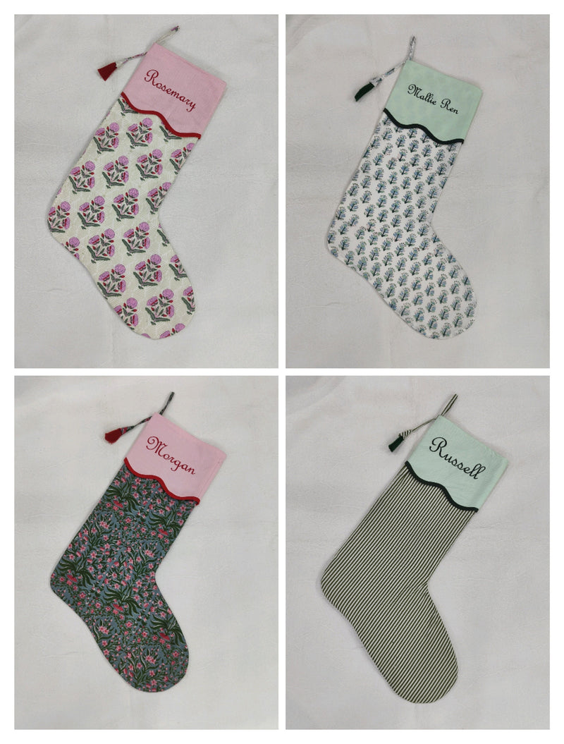 Monogram charges for Christmas Scalloped Stocking