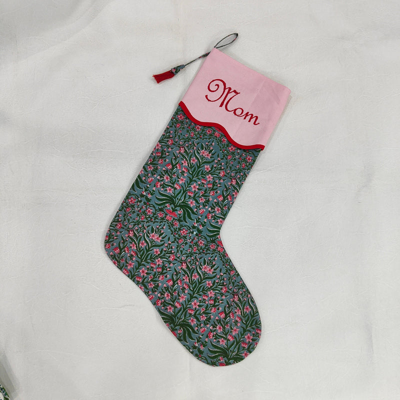 Monogram charges for Christmas Scalloped Stocking