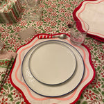 Table Linens PlaceMats White double Piping Mats and Cotton round wave scallop cloth cocktail Placemats,fathers day gift