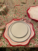 Table Linens PlaceMats White double Piping Mats and Cotton round wave scallop cloth cocktail Placemats,fathers day gift